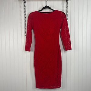 Moda International Women’s Red Open Back Lace Dress XS